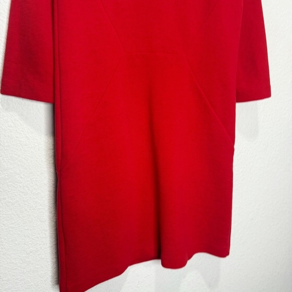 Boden Seam Detail Sheath Tunic Dress Ribbed Poppy Red 2P Petite Pockets - Picture 8 of 9